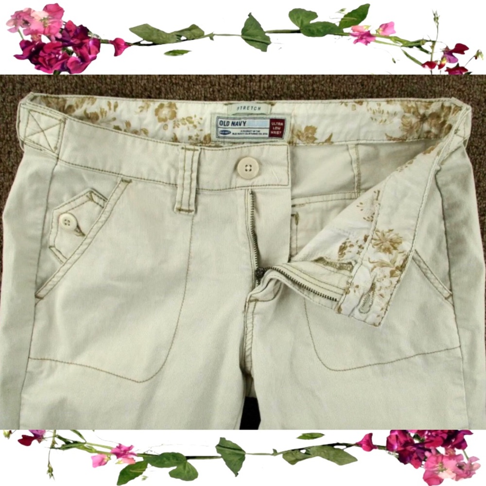 🌈Old Navy Cords Womens 6 Tan Khaki Ultra Low Rise Stretch Boot Cut Pants Ladies